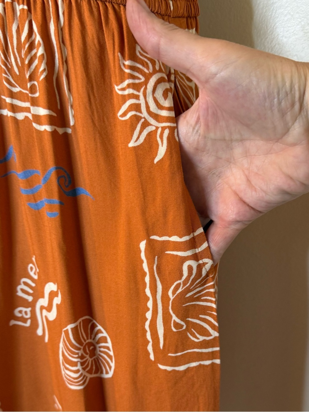 Patrons of Peace Rust Jumpsuit with White Print - Picture 8 of 15